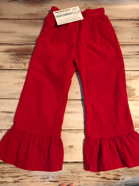 Red Corduroy ruffle pants